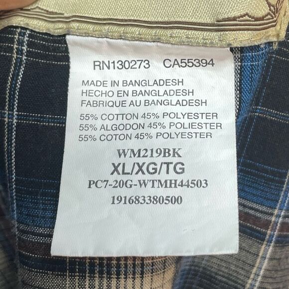 5 for $25🔥Wrangler Western Plaid Pearl Snap Button Front Shirt XL - Picture 6 of 7